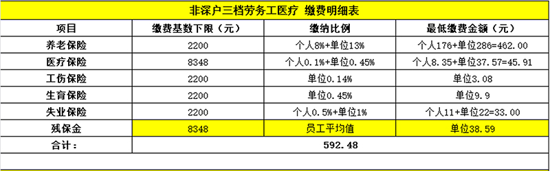 非深户三档综合医疗缴费明细