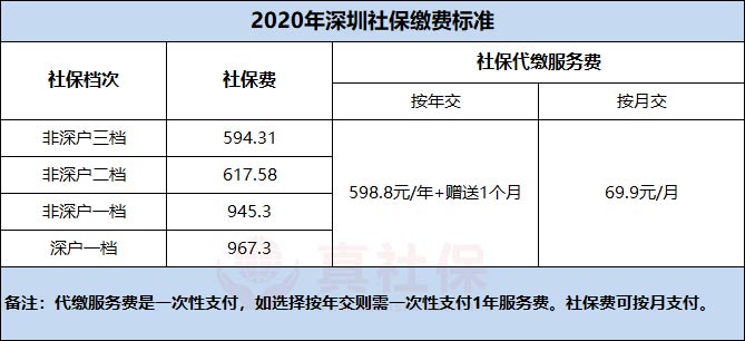 真社保2020年社保代缴服务费